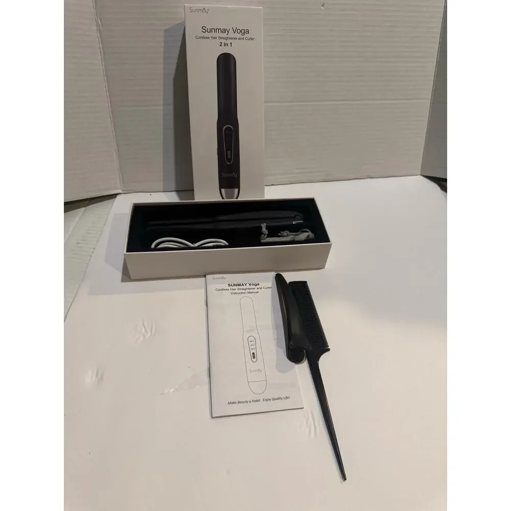 SUNMAY Cordless Hair Straightener – Portable 2-in-1 Flat Iron & Curler